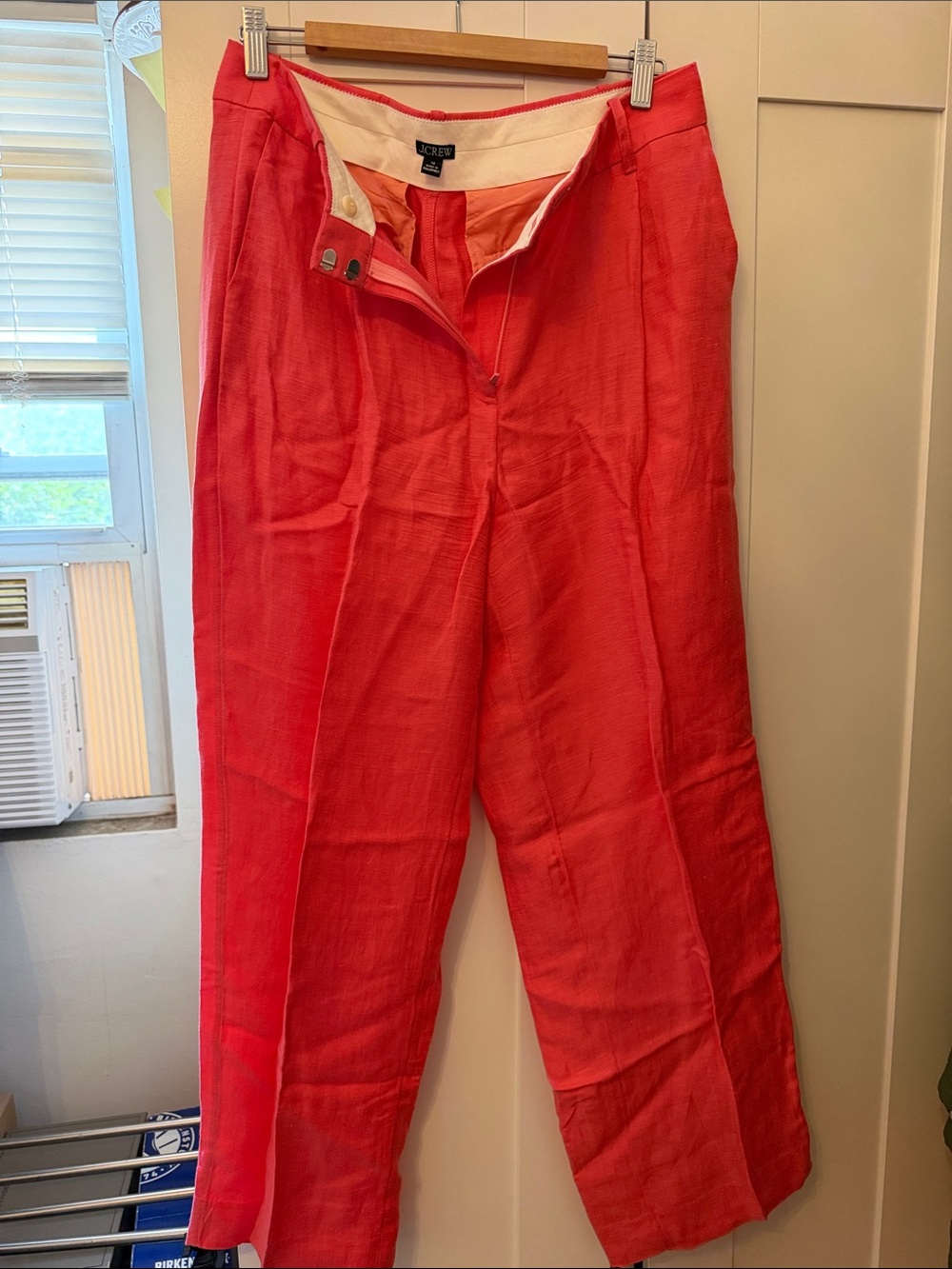 J. Crew Bright coral  Linen-Blend Chinos
